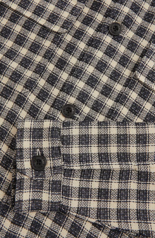 Reiss Navy/white Woven Check Twin Pocket Overshirt In Black