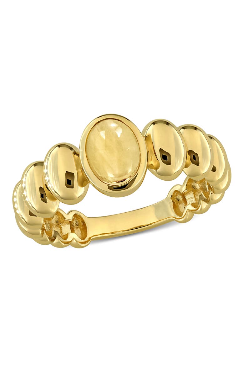 Citrine Oval Beaded Ring Yellow Plated Silver, Main, color, Citrine