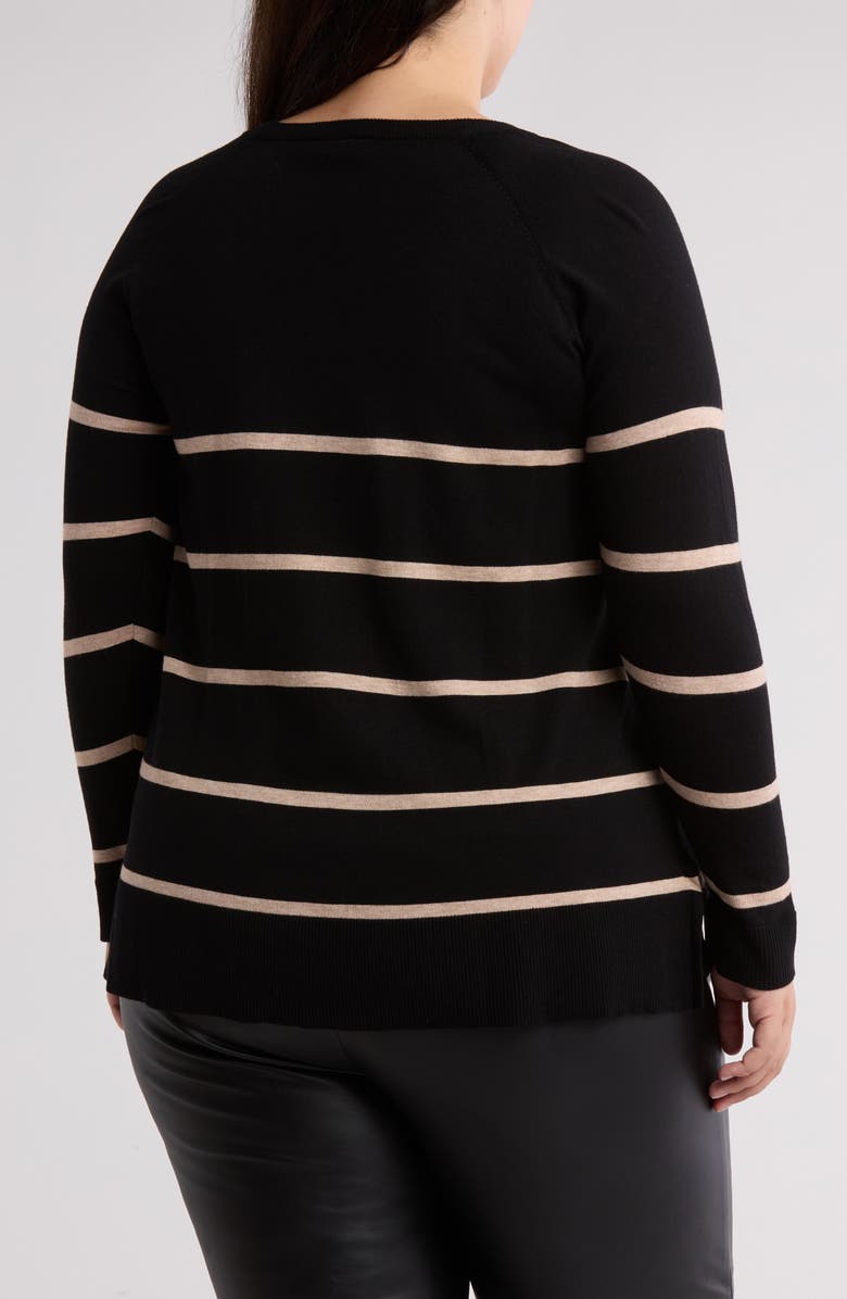 Bobeau V-Neck Exposed Seam Sweater, Alternate, color, 