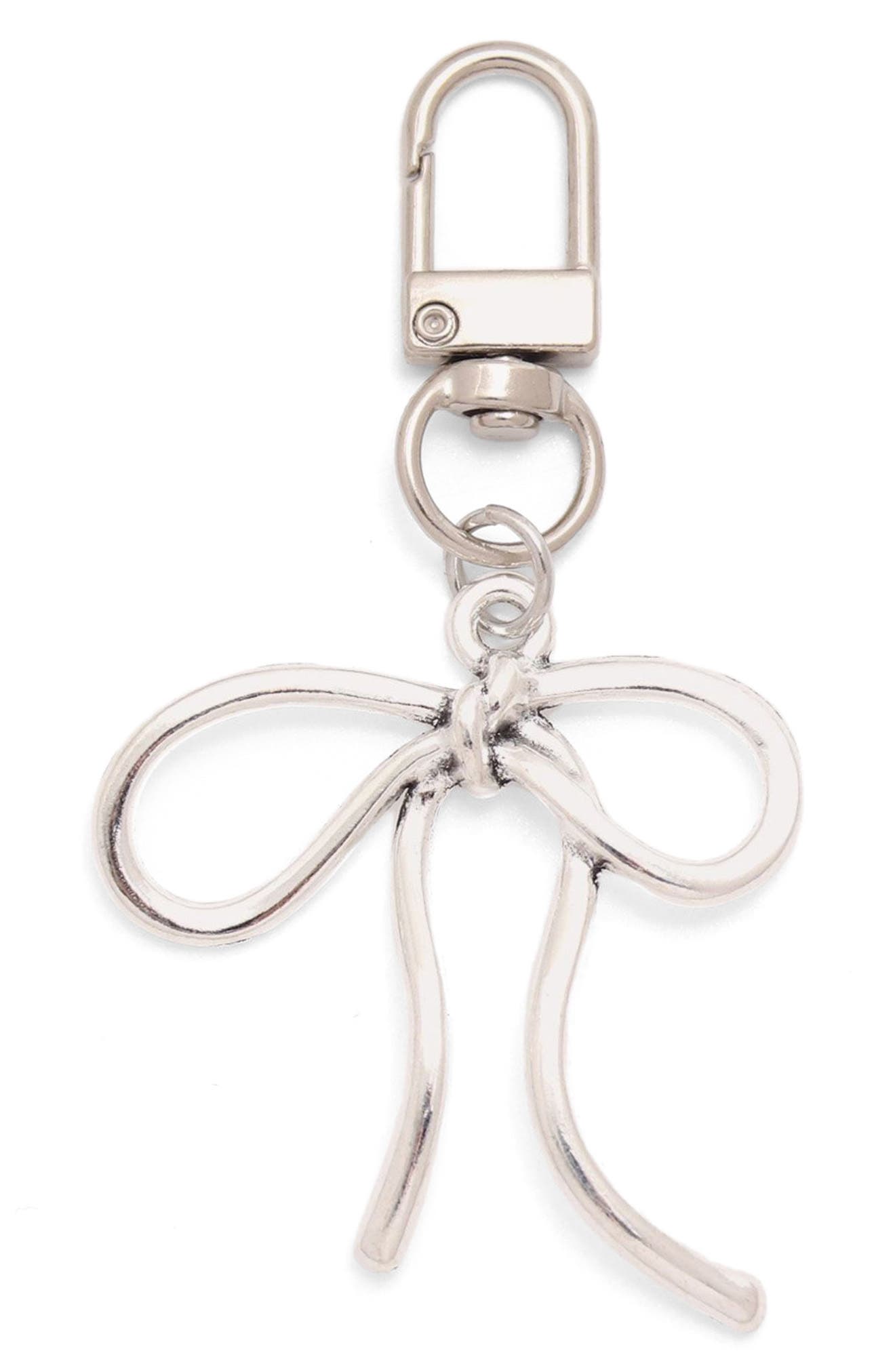 Cutesy Bow Keychain, Main, color, SILVER
