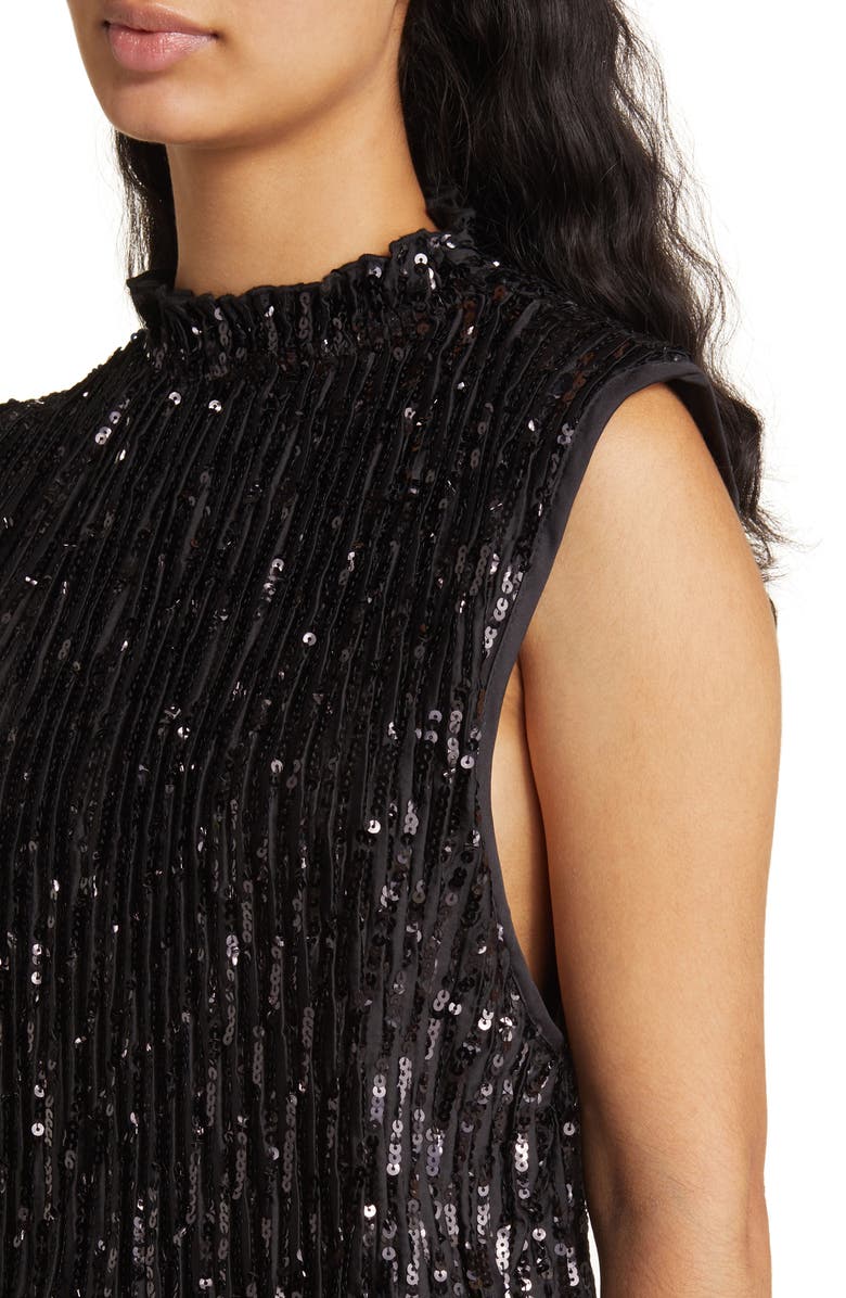 ASOS DESIGN Sequin High Neck Minidress, Alternate, color,