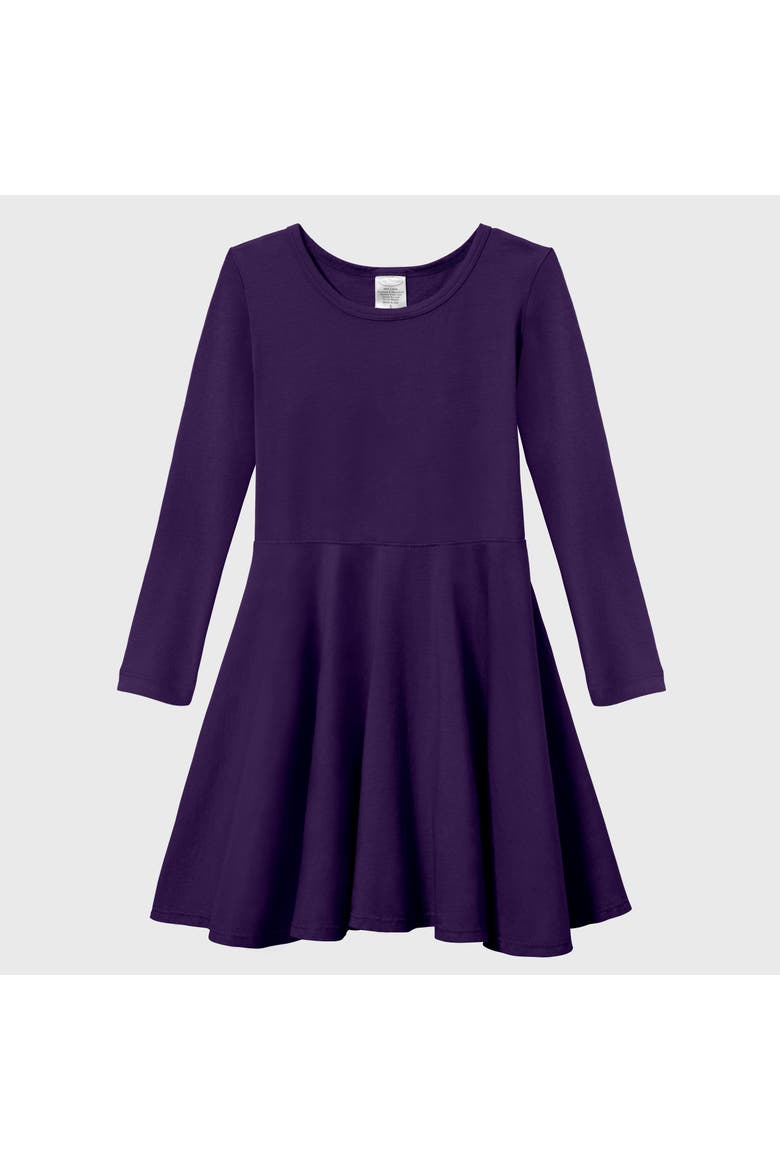 Baby Girls Soft Jersey 100% Cotton Long Sleeve Skater Twirly Dress, Alternate, color, Purple