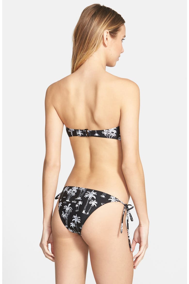 'Palm Reader' Side Tie Bikini Bottoms, Alternate, color, BLACK