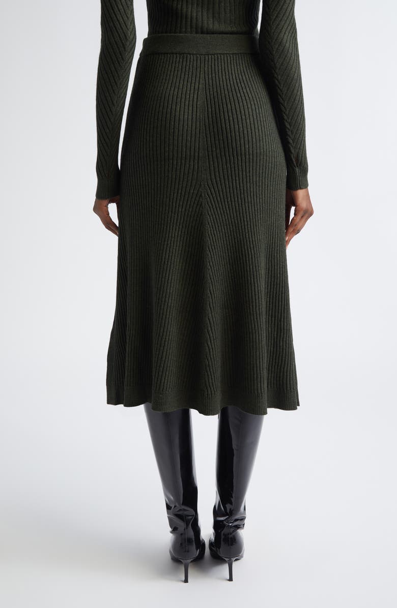 Victoria Beckham Merino Wool Rib A-Line Midi Skirt, Alternate, color, Oregano