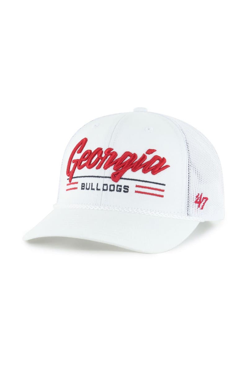 '47 Men's '47 White Georgia Bulldogs Garner Rope Trucker Adjustable Hat, Main, color, 