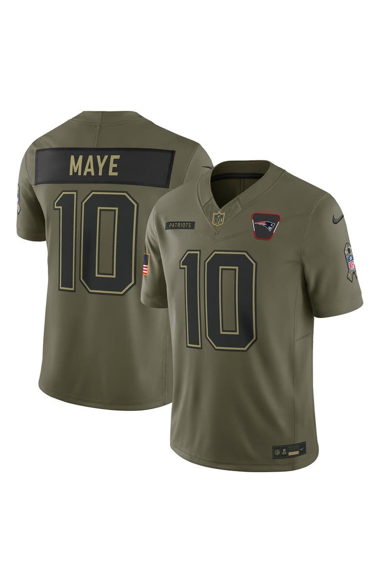Nike Men's Nike Drake Maye Olive New England Patriots 2025 Salute to Service Limited Jersey, Main, color, 