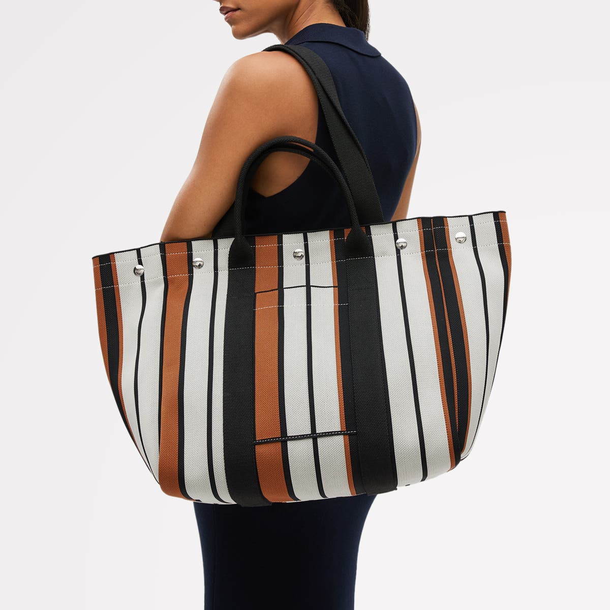 Radley Hadleigh Place - Stripe Large Open Top Tote Bag, Alternate, color, Snow