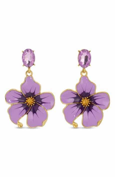 EYE CANDY LOS ANGELES Alice CZ Enamel Flower Drop Earrings