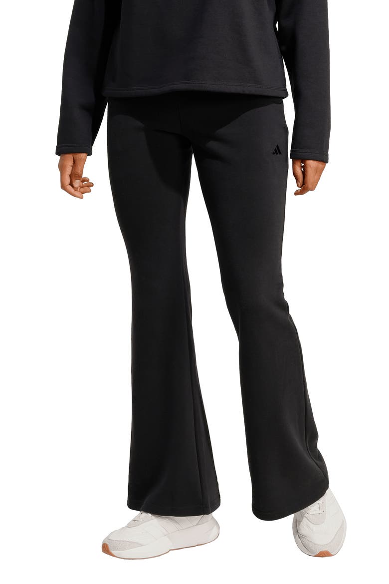 Seasonal Essentials French Terry Flared Pants, Main, color, BLACK