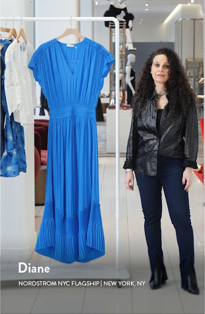 Cymone Pleated Braided Trim Dress, sales video thumbnail