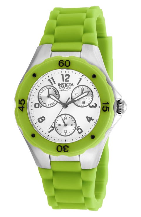 Angel Lady Silicone Strap Watch, 38mm