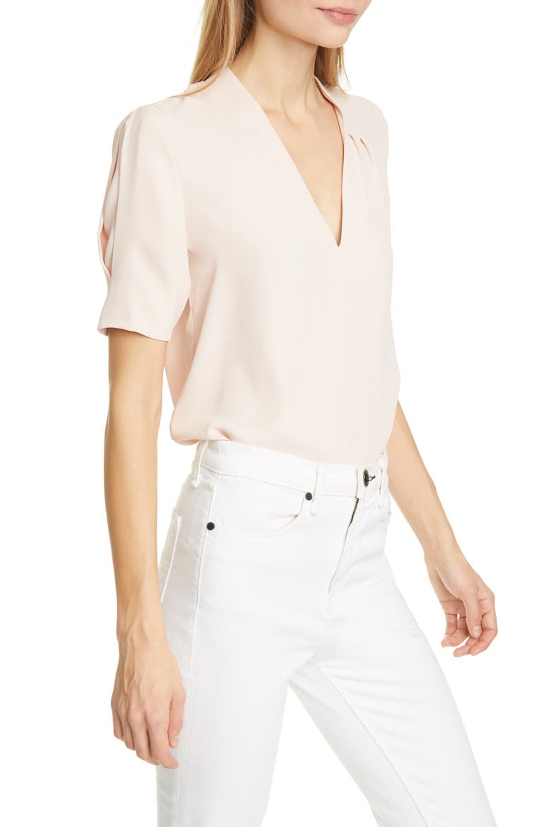 Ance V-Neck Silk Blouse, Alternate, color, PINK SKY