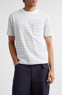 BEAMS Jacquard Stripe Pocket T-Shirt
