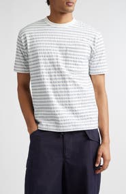 BEAMS Jacquard Stripe Pocket T-Shirt