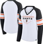 FANATICS Women's Fanatics White/Black San Francisco Giants Blitz Package Raglan Lace-Up V-Neck Long Sleeve T-Shirt