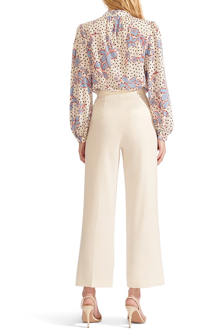 Ashlynn Floral Polka Dot Stretch Silk Blouse, Alternate, color, WHITE MULTI