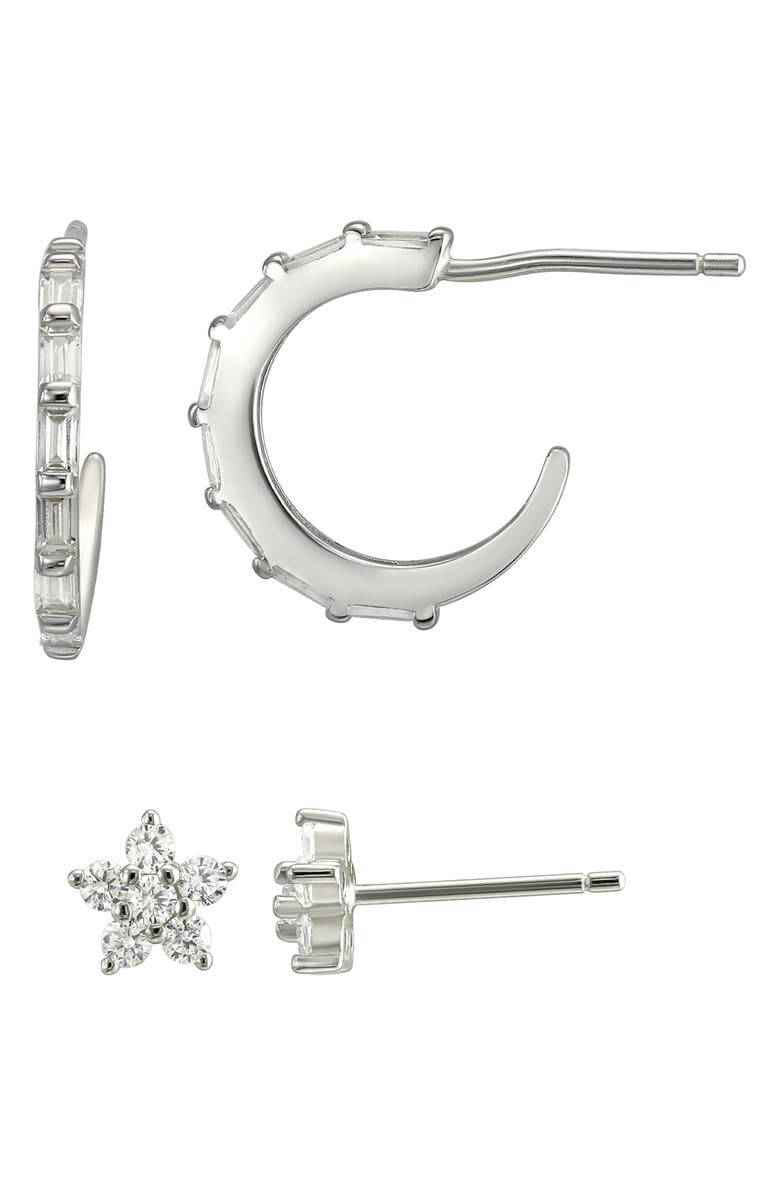 CANDELA JEWELRY Set of Two Stud & Hoop Earrings, Main, color, 