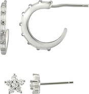 CANDELA JEWELRY Set of Two Stud & Hoop Earrings