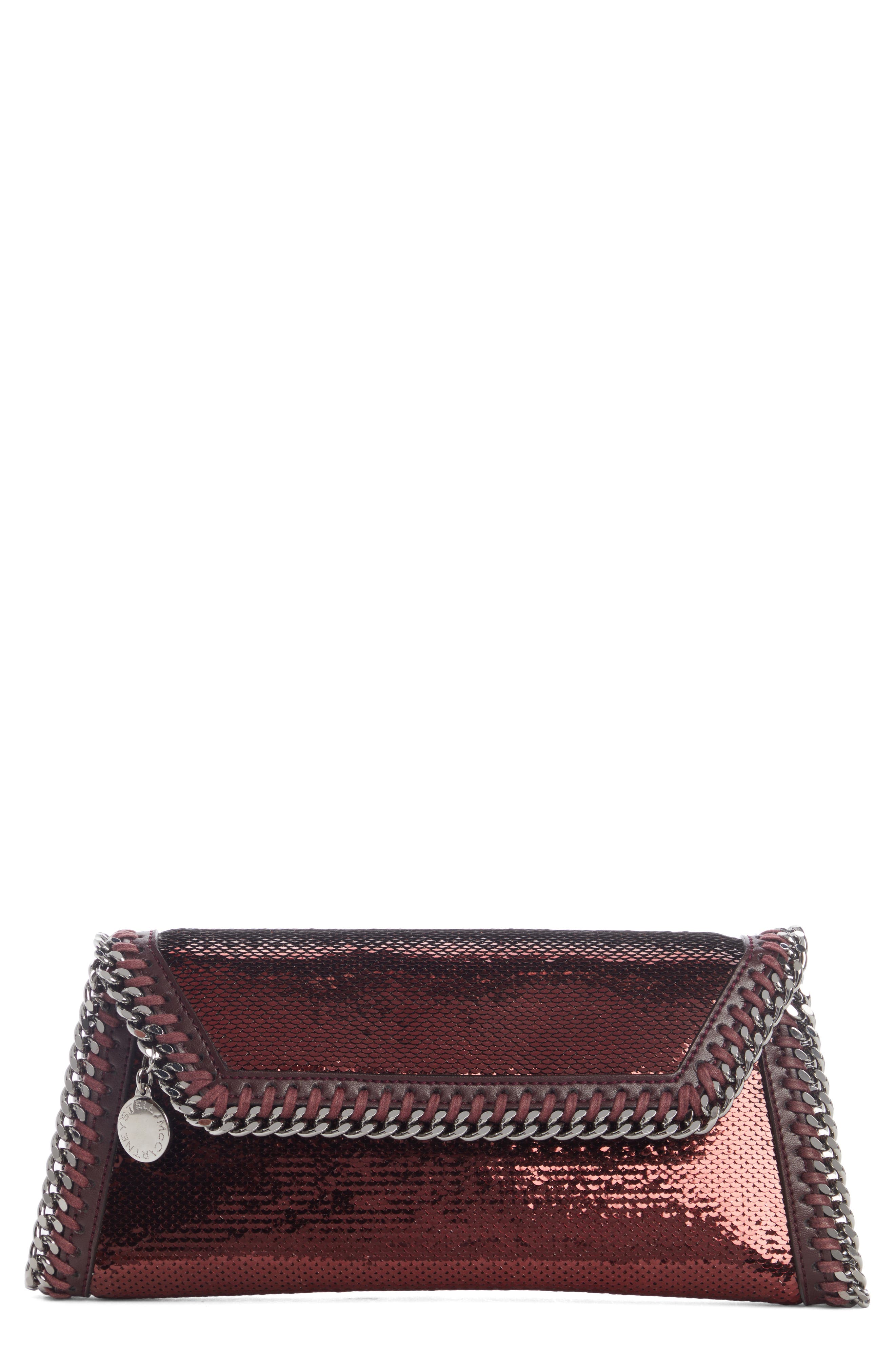 Stella McCartney Falabella Sequin Clutch, Main, color, 