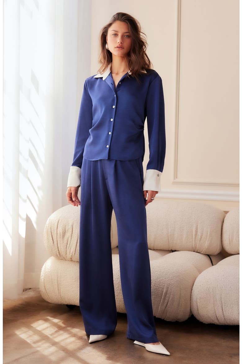 Sofi Satin Wide Leg Pants, Alternate, color, DEEP BLUE