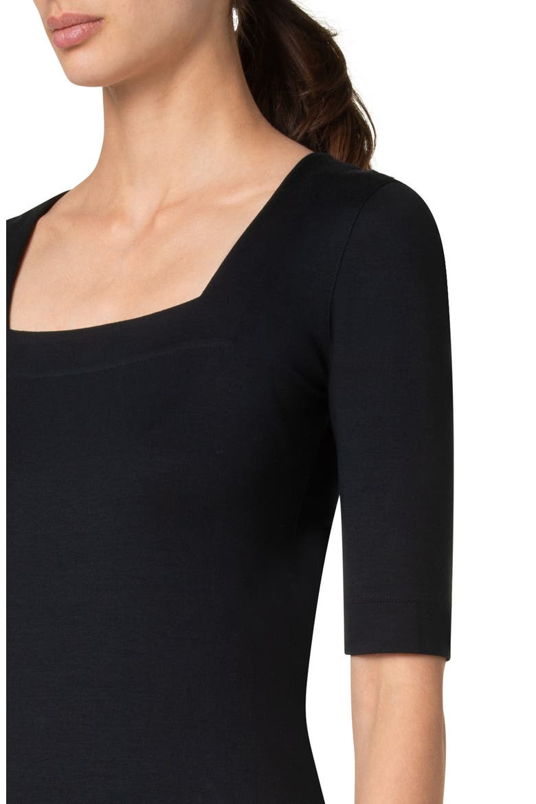 Square Neck Stretch Cotton Top, Alternate, color, NAVY