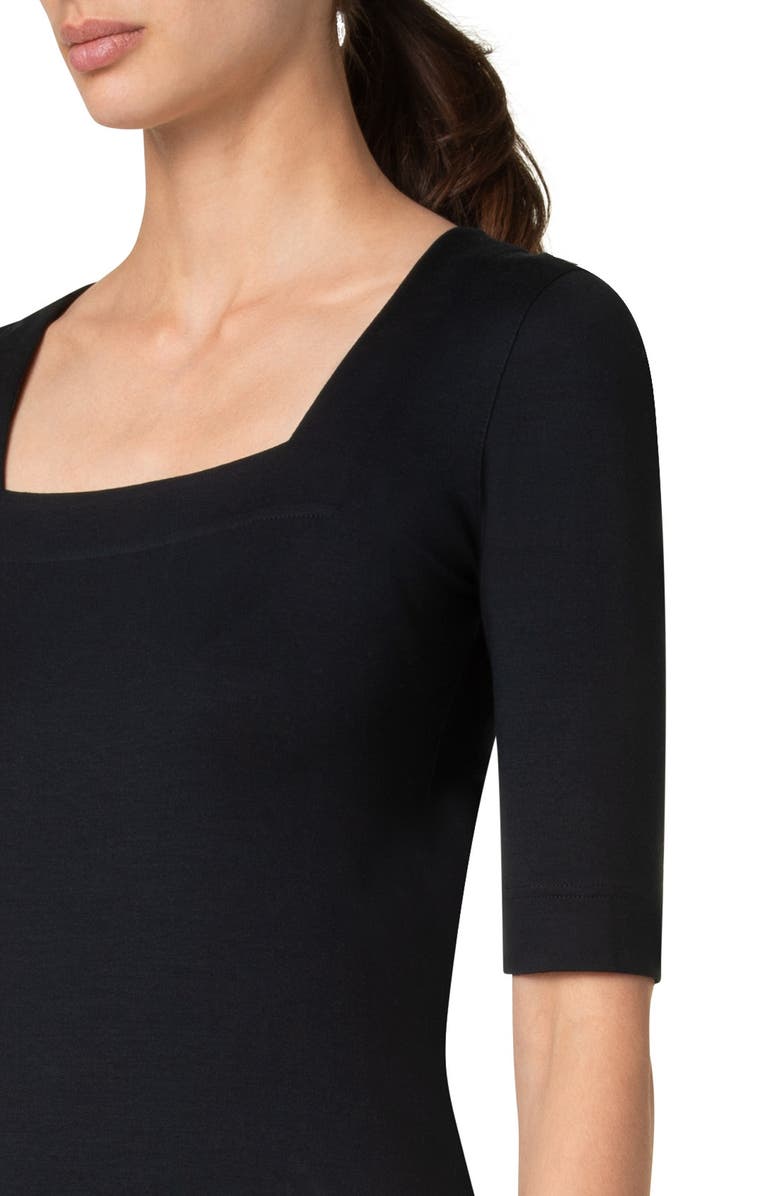 Akris punto Square Neck Stretch Cotton Top, Alternate, color, Navy