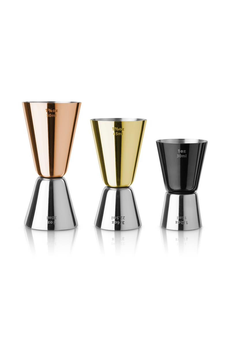 Mixed Metal Jigger Set - Set of 3, Alternate, color, Multicolored