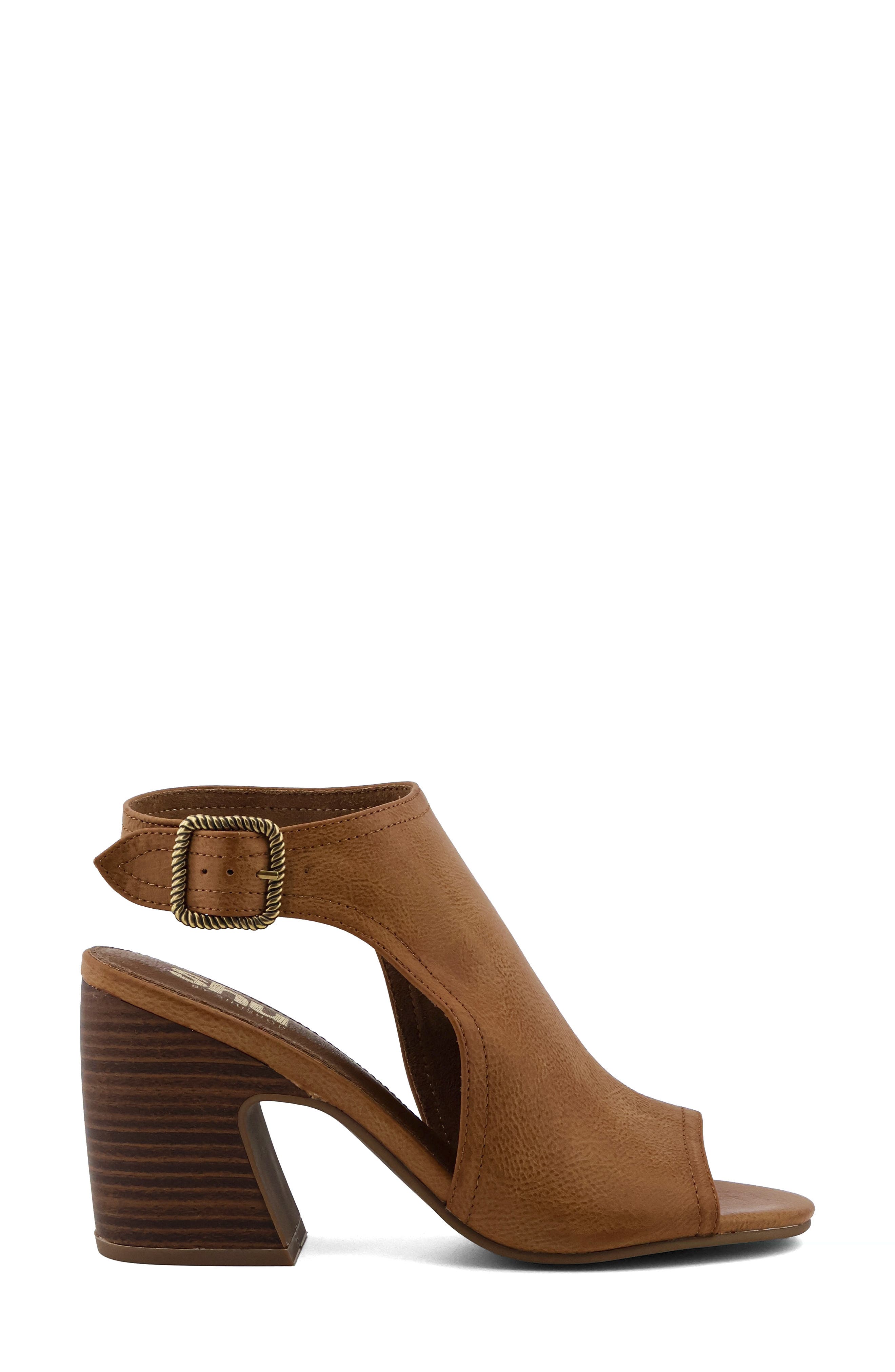 Ghita Faux Leather Block Heel Sandal, Alternate, color, CAMEL