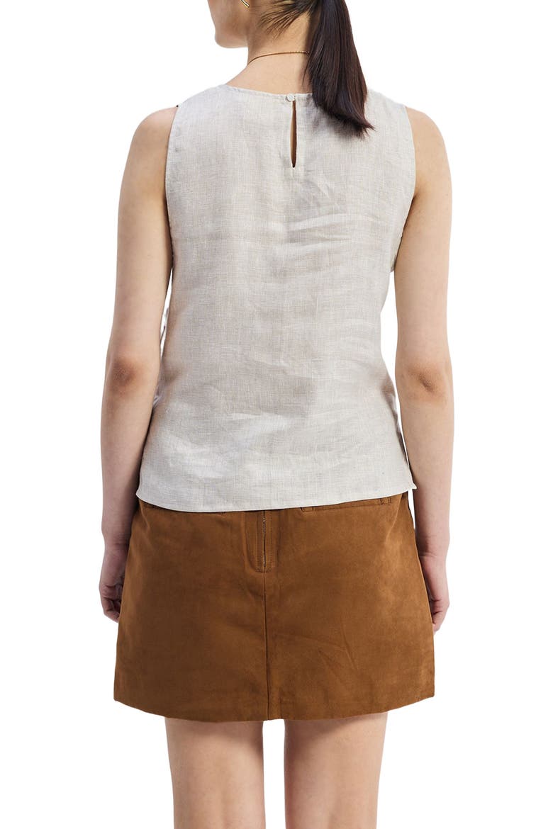 Boat Neck Top in Checkered Linen, Alternate, color, Linen Check