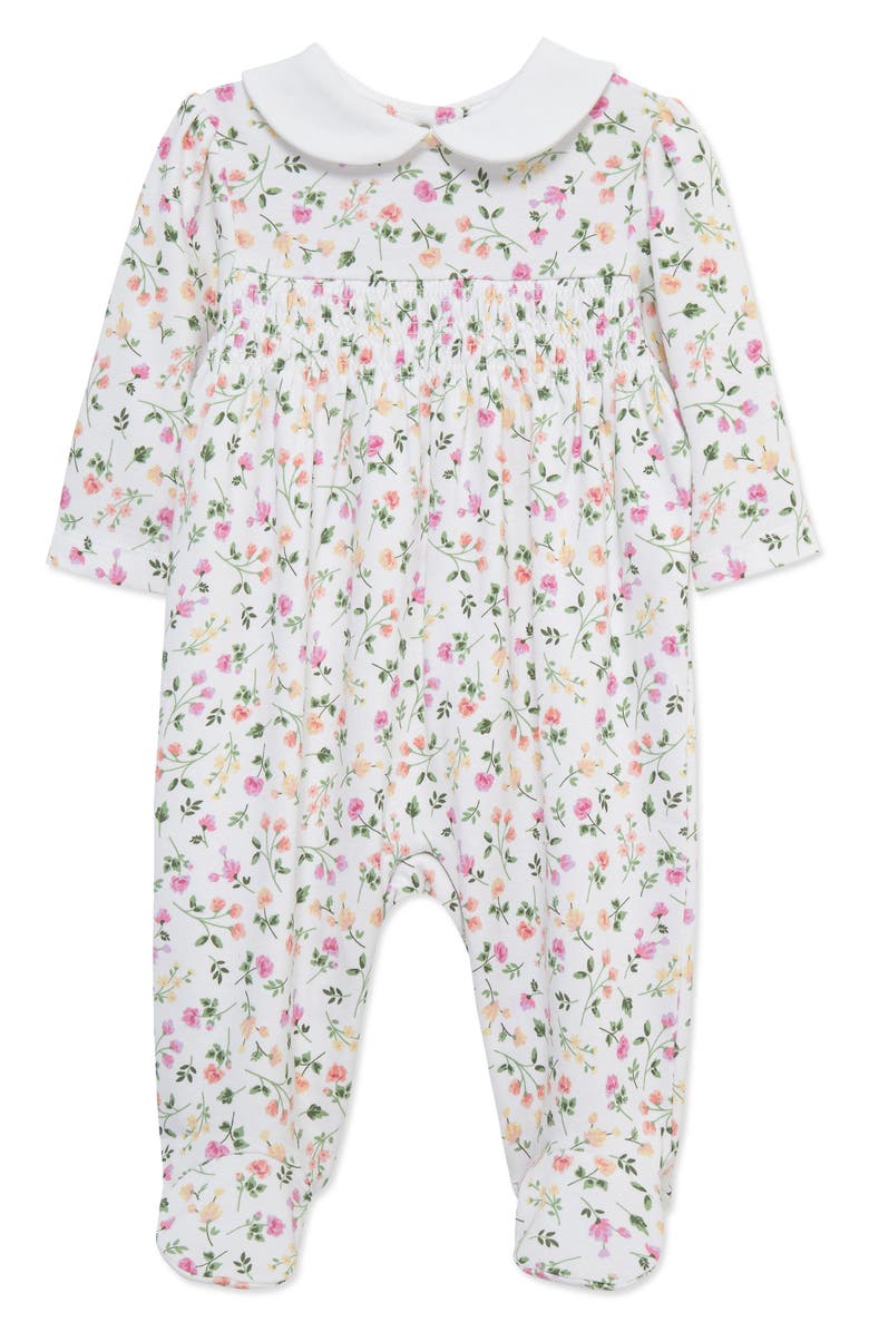 Little Me Scatter Floral Pima Cotton Footie, Main, color, Pink Multi
