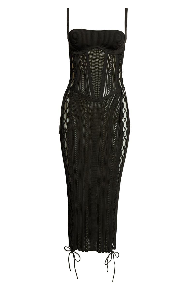 Dion Lee Side Laced Openwork Corset Dress, Alternate, color,