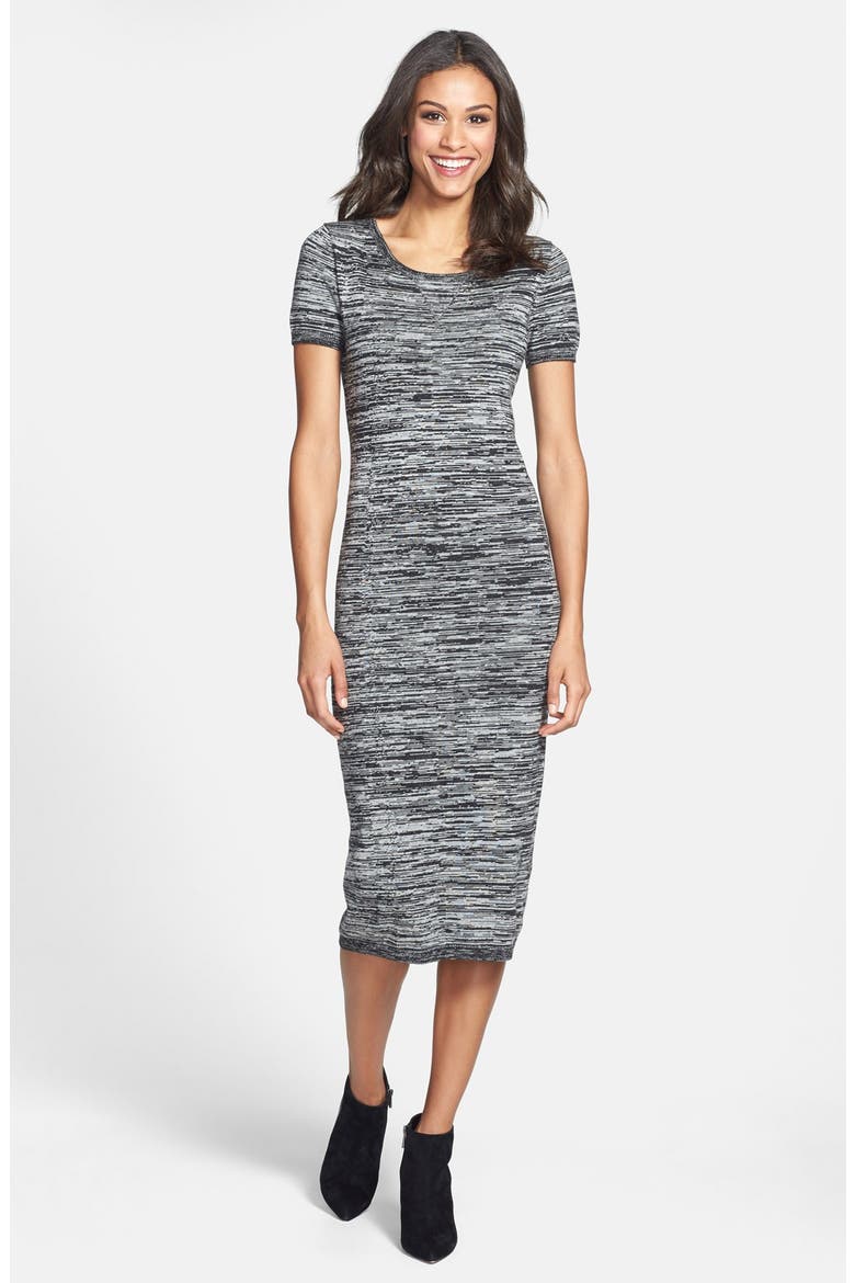 Space Dye Midi Sweater Dress, Main, color, BLACK LIGHT/ GREY MELANGE
