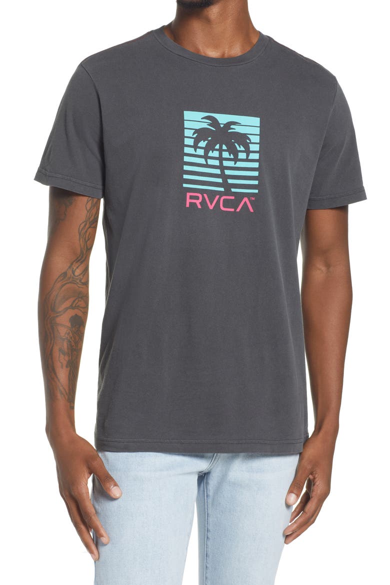 Palm Beach Cotton Graphic Tee, Main, color, PIRATE BLACK