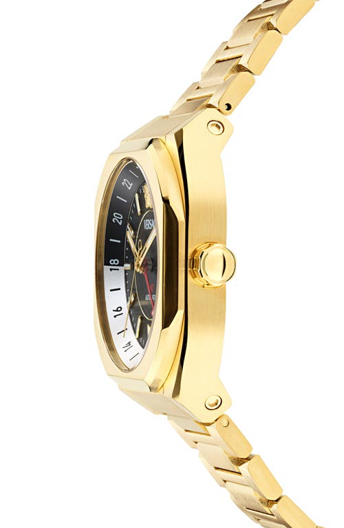 Versace Men's Swiss Automatic V-contempo Gmt Gold Ion Plated Bracelet Watch 40x48mm In Ip Yellow Gold