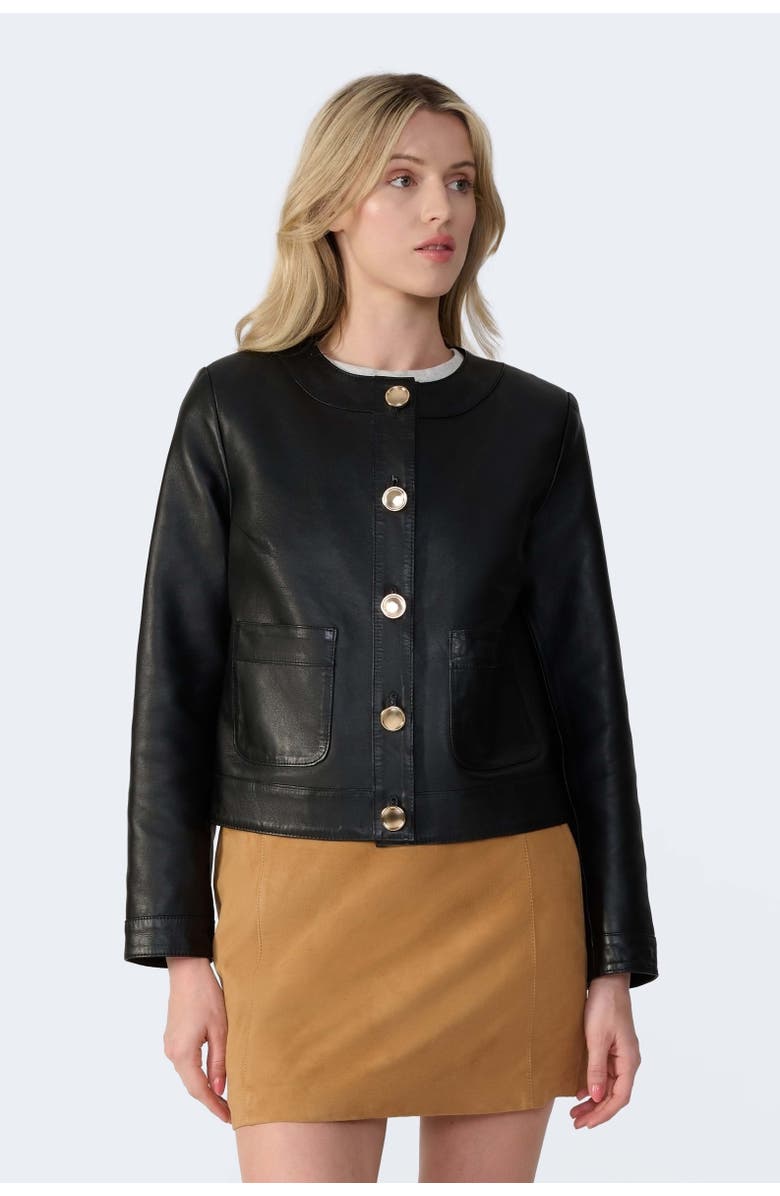 FURNIQ UK LLC Margot Leather Jacket, Alternate, color, Black