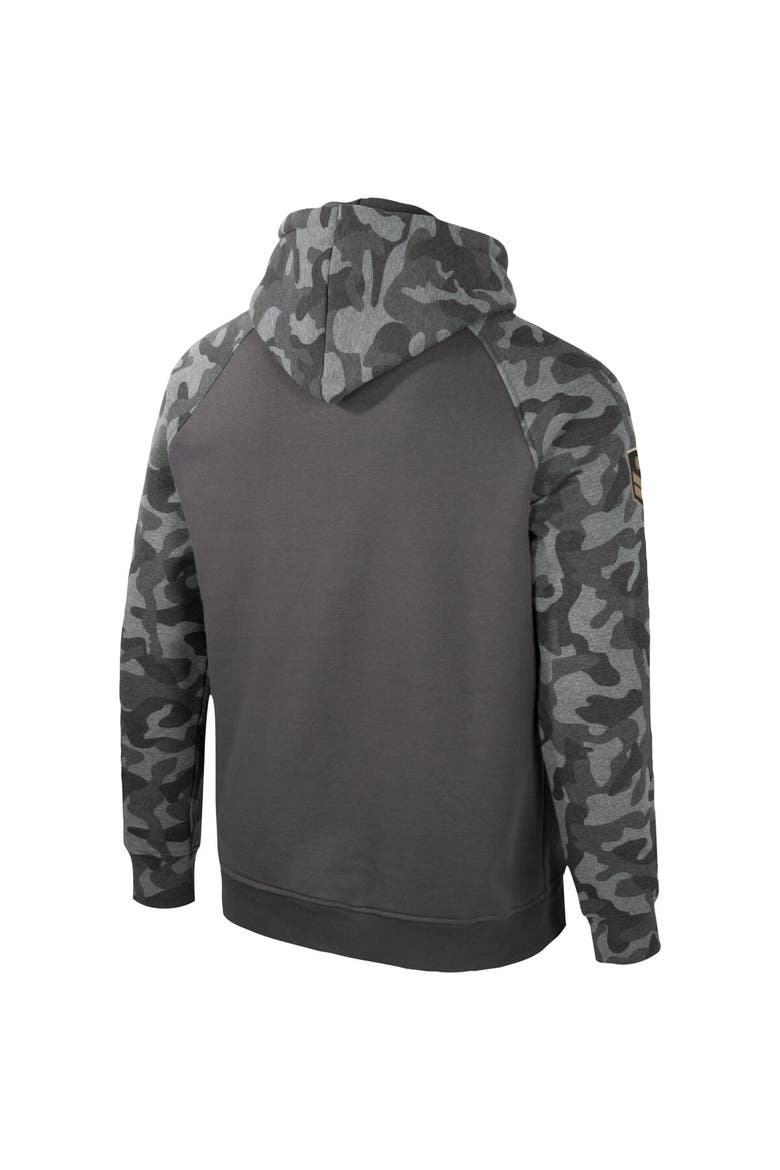 Men's Colosseum Charcoal Michigan State Spartans OHT Military Appreciation Camo Raglan Pullover Hoodie, Alternate, color, Charcoal
