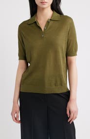 Theory Semisheer Linen Blend Polo