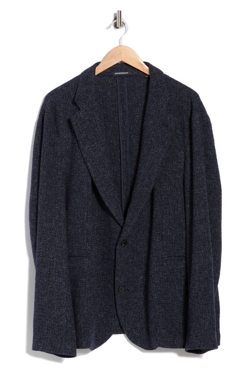 Emporio Armani Soft Wool Blend Jacket, Main, color, Solid Medium Blue