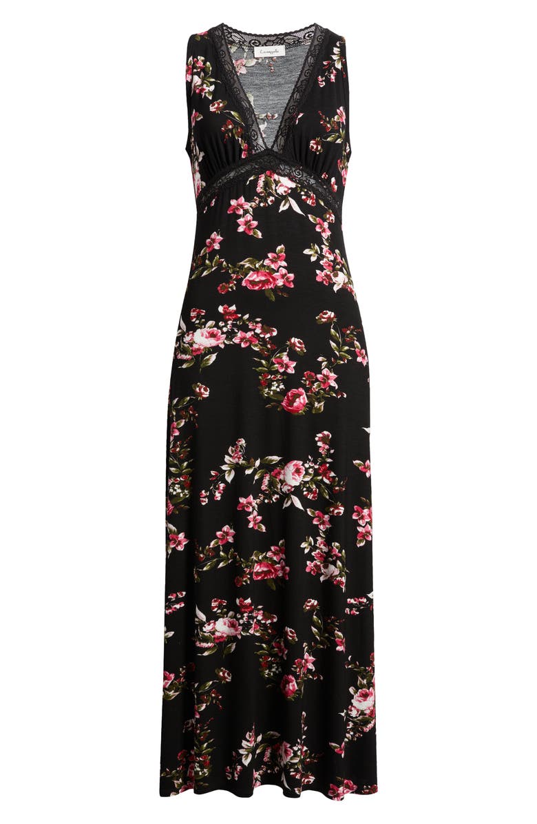 Loveappella Lace Inset Sleeveless Dress, Alternate, color, Black Rose