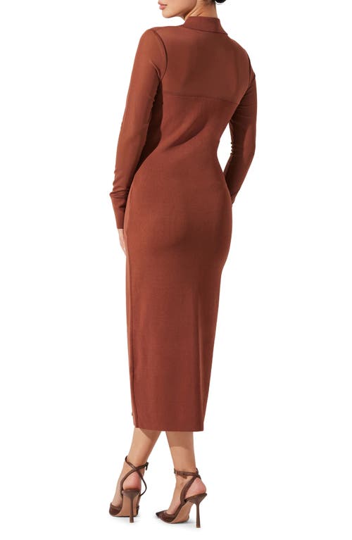Astr The Label Mesh Yoke Long Sleeve Shirtdress In Mulberry