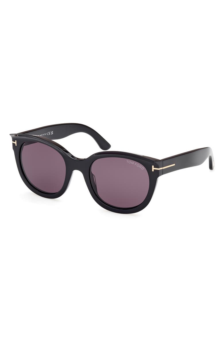 TOM FORD Tamara 54mm Round Sunglasses, Alternate, color, Shiny Black / Smoke