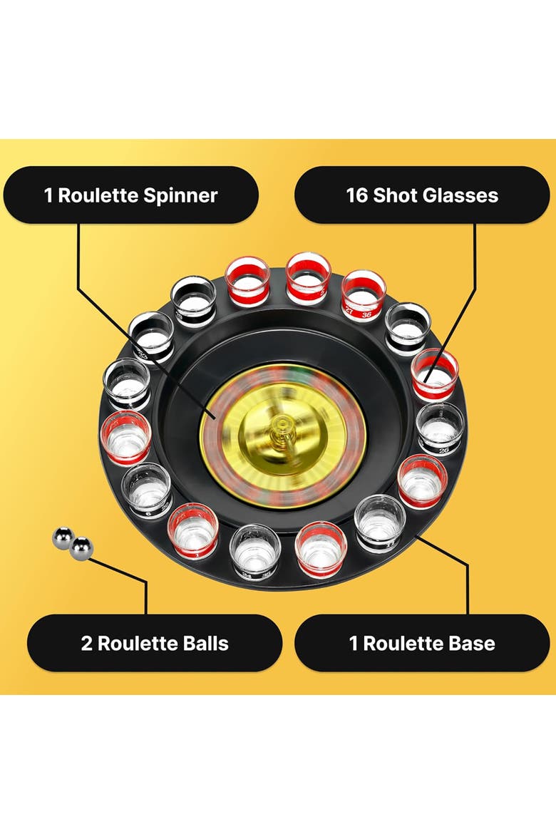 Shot Glass Roulette, Drinking Casino Party Game Set, Alternate, color, Multicolored