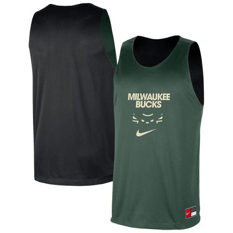Men's Nike Hunter Green/Black Milwaukee Bucks Courtside Reversible Mesh Practice Jersey