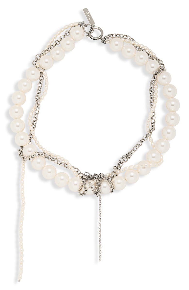 Justine Clenquet Nicole Faux Pearl & Rolo Chain Choker, Main, color, 