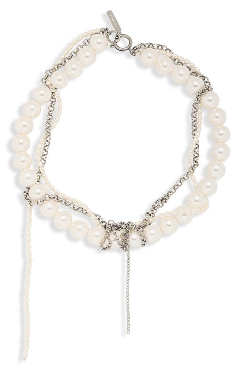 Nicole Faux Pearl & Rolo Chain Choker