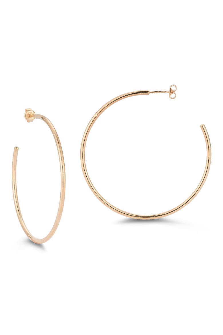 14K Gold Plated Sterling Silver Hoop Earrings, Main, color, ROSE GOLD