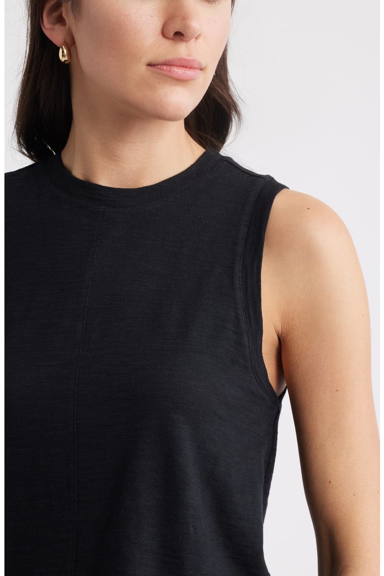 Sleeveless Cotton Blend Crewneck T-Shirt, Alternate, color, BLACK