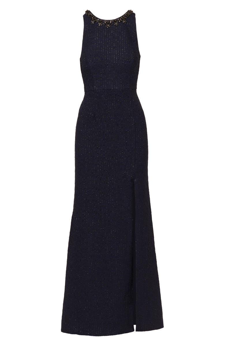 Adrianna Papell Glitter Stripe Sleeveless Stretch Gown, Alternate, color, 