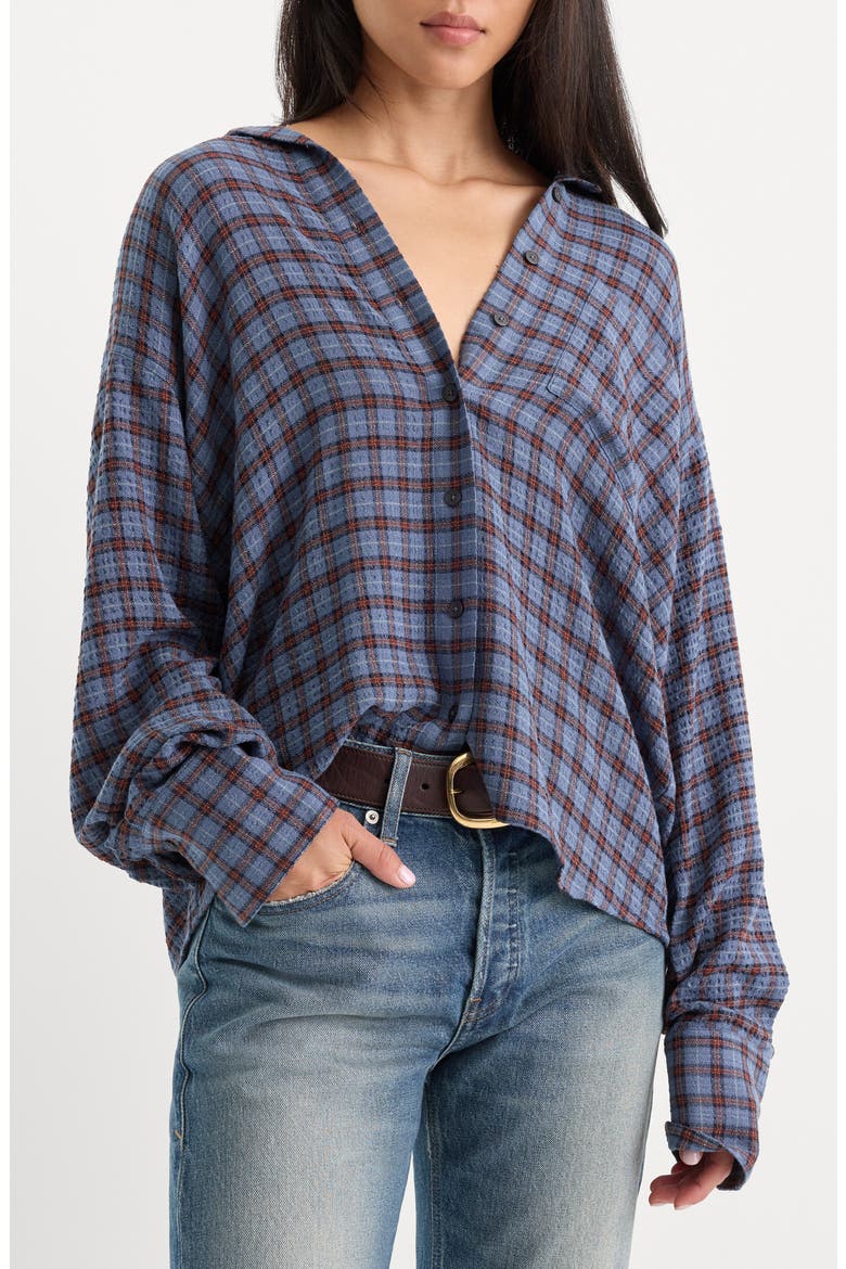 The Crinkle Easy Plaid Shirt, Main, color, BLUE PLAID