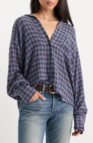Good American The Crinkle Easy Plaid Shirt